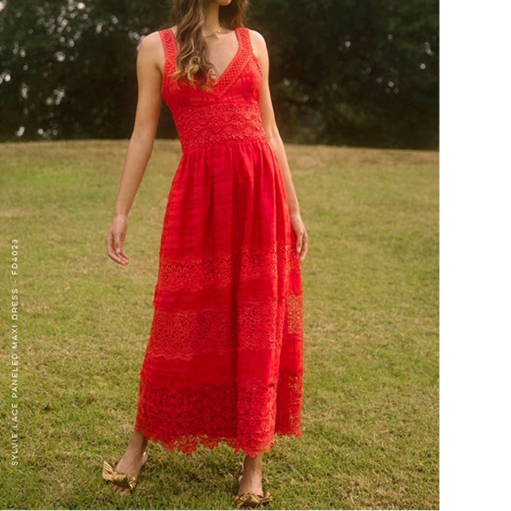 NWOT Adelyn Rae Red Lace Midi Dress